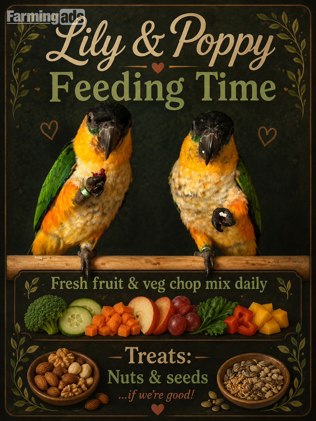 {CATEGORY} - Pair of adorable loving Black headed Caiques sold as a pair 